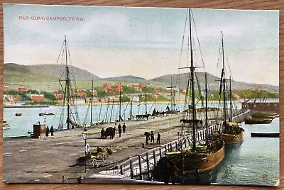 OLD QUAY CAMPBELTOWN Antique C1910 TUCK'S Coloured Photo Postcard SAILING BOATS • £2.95