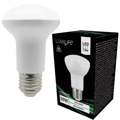 R63 LED 8W E27 50W Incandescent Replacement Reflector Light Bulb Daylight White  • £4.98