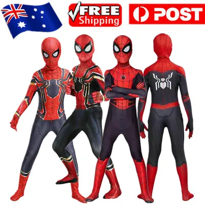 Kids Boys Costume Iron Spiderman Superhero Cosplay Costume Jumpsuit Fancy Dress • $20.66