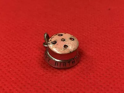 Vintage Wells Sterling Silver Enamel Birthday Cake Movable Charm (eb1017085) • $17.99