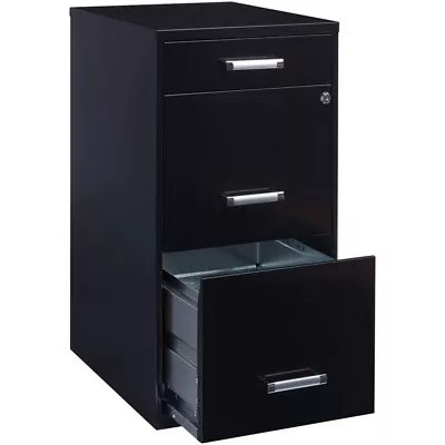 Scranton & Co 3-Drawer Modern Metal File Cabinet With Pencil-Drawer In Black • $105.93
