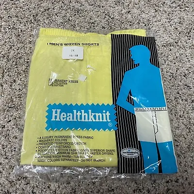 Healthknit Mens Boxer Shorts Size 2x (46-48) Permanent Press Yellow Vintage New • $26.99