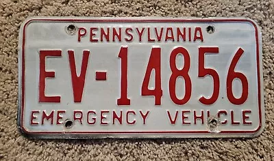Pennsylvania EMERGENCY VEHICLE LICENSE PLATE PA TAG EV 14856  • $79.99
