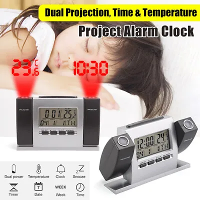 Projection Alarm Clock LCD Multi-function Time Temperature Display Snooze Clock • $17.53