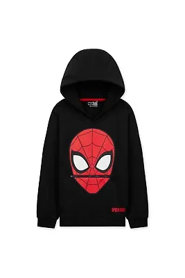 Marvel Kids Boys Spiderman Over The Head Hoodie Longsleeved Sweatshirt • £18.49