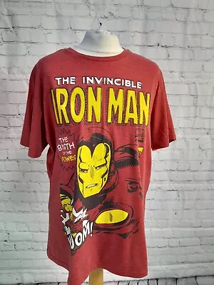 Marvel Red Iron Man Print T Shirt Mens Size Large (DU01) • £9.99