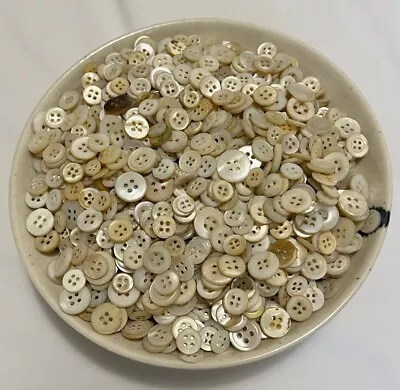 Huge Lot Of 2000+ 2 Pounds MOP Mother Of Pearl Shell Vintage Buttons 4-Hole • $25