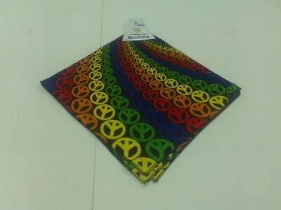 $8.99 • Buy RAINBOW 3D PEACE SIGN Bandana Headband 100% Cotton MASK SUNSHINE JOY  