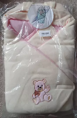 CAR SEAT Baby Girl Pink Swaddle Wrap Newborn Hooded Soft Fleece Bedding Blanket • £9.49