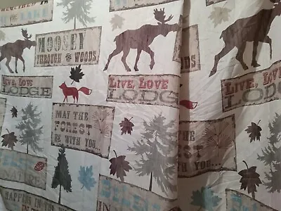 Vintage Bacova Hunting Lodge Shower Curtain With Matching Curtain Hooks • $13