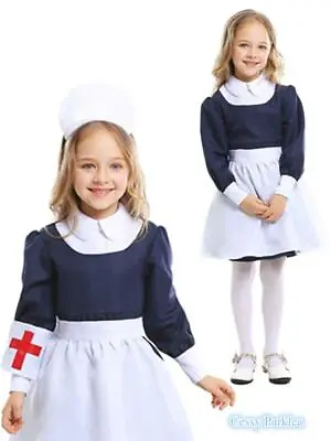 H-A4-4 Girls Vintage War Nurse Costume Victorian Poor Maid Book Week Fancy Dress • $24.95