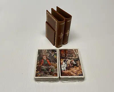 NEW Vintage Man Hunting Deer Dog Outdoor Playing Cards Two Decks Leather Case • $14.99