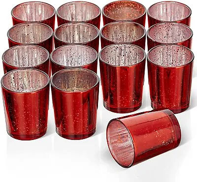 £15.99 • Buy 15 Pack Red Speckled Tea Light Holders Glass Candle Holders Wedding Table Decor