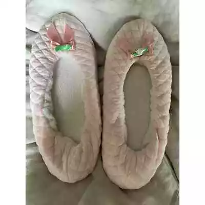 NOS Solely Ours Vintage House SliPPerS Pink W/bow 8-9 • $37