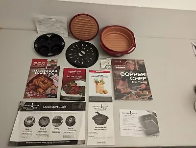 Copper Chef Red Microwave Grill W/ Grill Press Lid KK-1502 With Cookbooks! • $35