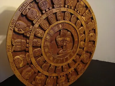 Aztec Mayan Wooden Calendar Tzolkin Hand Carved 13.5  Wooden Wall Art • $3200