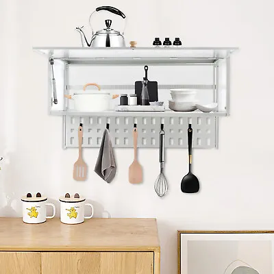 Wall Mounted Storage Cabinet Kitchen Cookware Hanging Organizer Cupboard & Hooks • $81.70