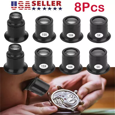 8X Pocket Jewelers Loupe Magnifier Jewelry Eye Loop Pocket Magnifying Coin Glass • $13.98