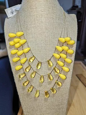 Beautiful Gold-tone Tiered Necklace W/bright Yellow Acrylic Teardrops New Macy's • $14.99