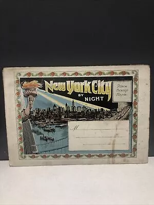 Vintage New York City At Night Postcard Booklet Retro NYC Cityscapes Landmarks • $28