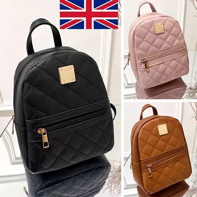 Women Small Backpack PU Leather School Shoulder Rucksack Travel Bag Ladies Gifts • £1.50