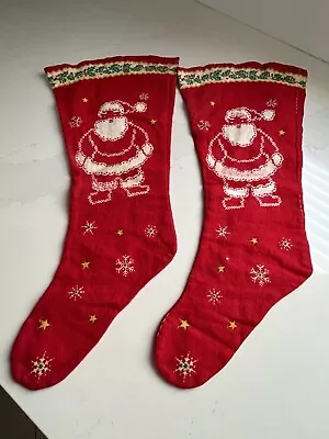 Vintage 1960's Christmas Stockings Felt Santa & Angel Mcm • $20