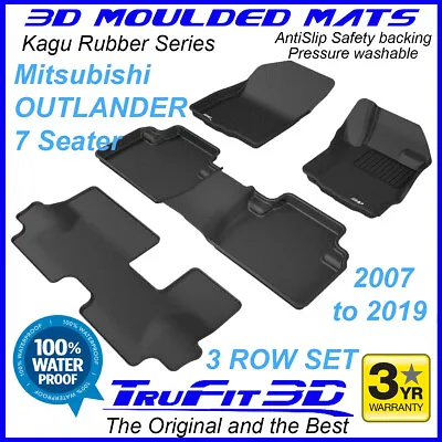 $239 • Buy Fits Mitsubishi Outlander 2007 - 2021 7 Seater 3D Rubber Car Floor Mats 3R