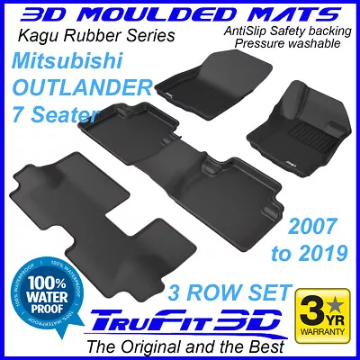 Fits Mitsubishi Outlander 2007 - 2021 7 Seater 3D Rubber Car Floor Mats 3R • $239