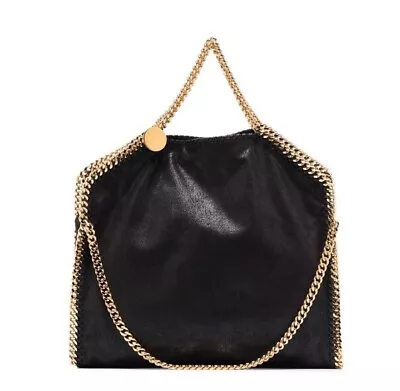 Stella McCartney Falabella Medium Tote Bag Black With Gold Chain • $625