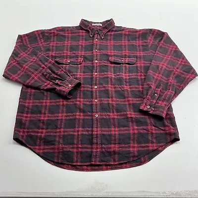 Eddie Bauer Men's Red Black Plaid Flannel Button-Up Shirt Size XXXL Tall • $10