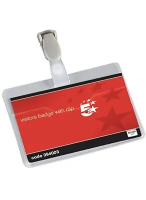 £9.99 • Buy 5 Star Office Name Badges Visitors Landscape With Plastic Clip 60x90mm
