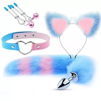 4Pcs Set Fox Butt Tail Cute Heart Collar Soft Cat Ears Headbands Cosplay Female • $14.89