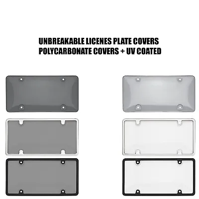 $24.95 • Buy Smoked Clear License Plate Cover Frame Shield Tinted Bubbled Flat Car