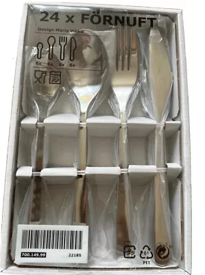 New IKEA FORNUFT (Fornuft) 24 Pieces Stainless Steel Cutlery Set Kitchen Set UK • £18.99