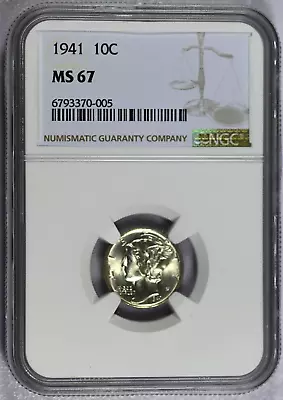 1941 NGC MS 67 Mercury Dime - Nice Coin!!! • $59.99