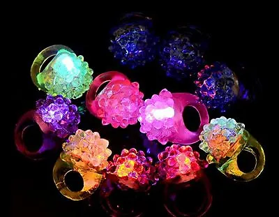 $12.99 • Buy 12 LED FLASHING COLOR LIGHT UP BUMPY RINGS RAVES PARTY JELLY RING Favor