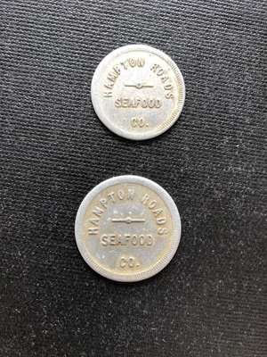 $35.99 • Buy 2 Hampton Roads Seafood Co Newport News Virginia VA TOKENS Not Oyster Tin Can