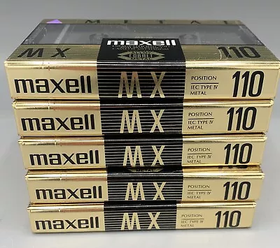 5 MAXELL MX 110 NEW Factory Sealed Blank Audio Cassette Tapes IEC Type IV Metal • $119.95