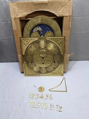 Vtg NOS W. Germany Grandfather Clock Dial W Moon Dial 15-5/8 X 11 AS IS • $99