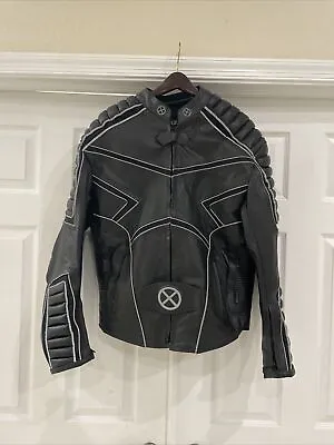 X-Men Leather Jacket Large Made By Top Gear Racing Quicksilver Black And Gray • $150