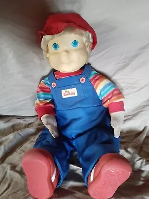 Vintage Playskool My Buddy Doll 1980'S Blonde Blue Eyes With Hat  Overalls • $25