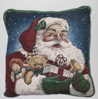 Vintage Tapestry Christmas Santa Toys Pillow 15 X 15  • $14