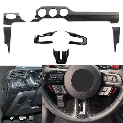 Steering Wheel Dash Panel Center Cover Trim Kit For Ford Mustang 15+Carbon Fiber • $96.99