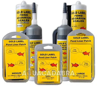 Gold Label Pond Liner Repair Patches Clear/black Sealant Underwater Fish Garden • £17.95