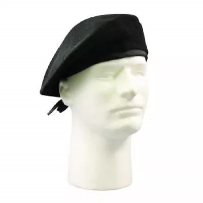 Black Wool GI Type Beret Without Flash Military Service 4 Sizes 7 - 8 • $16.99