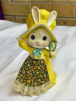 ARDCO Fine Easter Bunny Rabbit Piggy Money Bank 7.5  Vintage Apron Mommy • $22.49