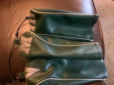 Three VINYL/LEATHER? VINTAGE  ANTIQUE OLD GOLF HEAD COVERS GREEN • $20