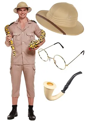 Adult Adventurer Safari Explorer Hunter Jungle Zoo Keeper Fancy Dress Costume • £23.90