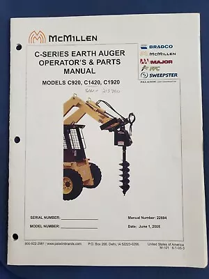 McMillen C-Series Earth Auger Operator's & Parts Manual - C920 C1420 C1920   I • $14.98