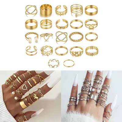 22pcs Set Of Stylish Butterfly Finger Rings Assortment Pack For Women Jewelry • £5.29